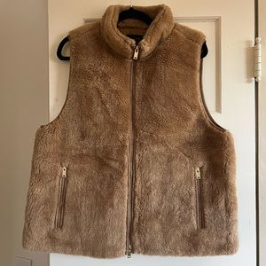 J. Crew Faux Fur Cozy Vest with Gold Zipper NWT